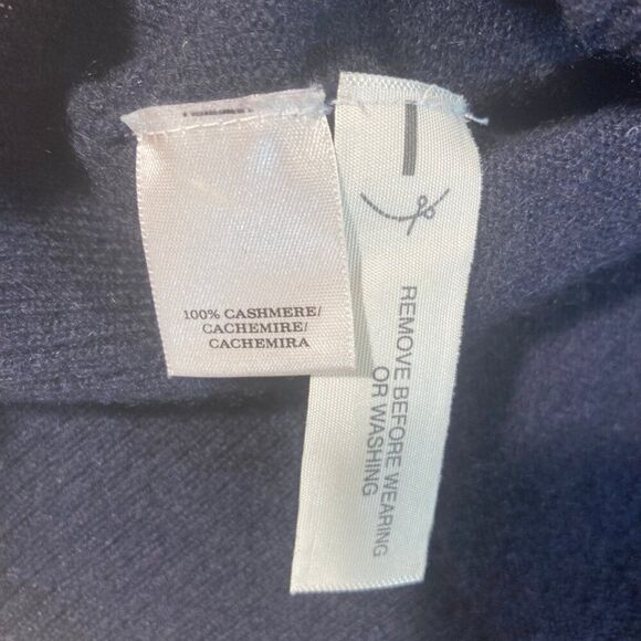 Ann Taylor Cashmere Sweater Sz Small Navy Round Neck Long Sleeve Quiet Luxury - Picture 6 of 8